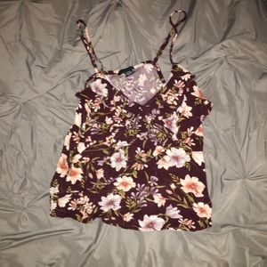 Purple Floral Cropped Cami Top